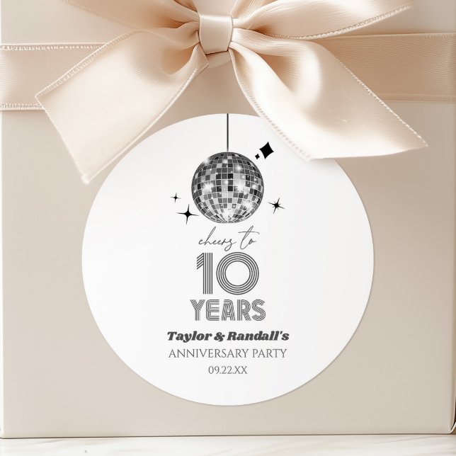 Sticker Rond Fête d'anniversaire de mariage de 10 ans Disco Che (Créateur téléchargé)