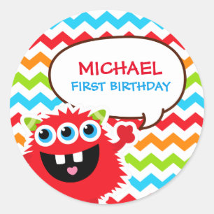 Sticker Rond Fête d'anniversaire de Monster Bash