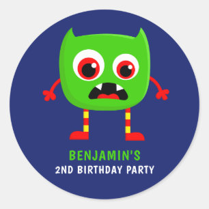 Sticker Rond Fête d'anniversaire de monstre