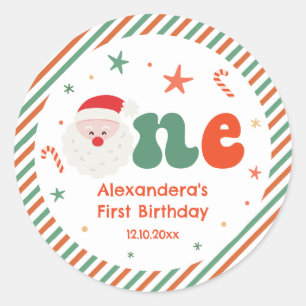 Sticker Rond Fête d'anniversaire de Noël 1 an 