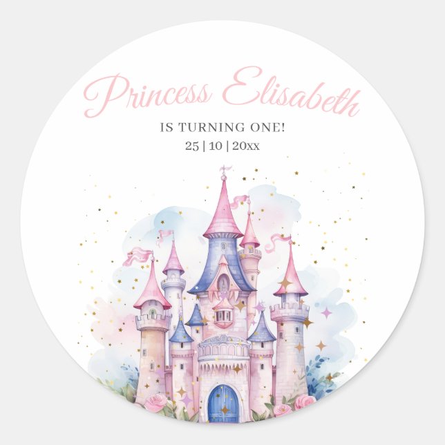 Sticker Rond Fête d'anniversaire de princesse, Anniversaire de  (Devant)