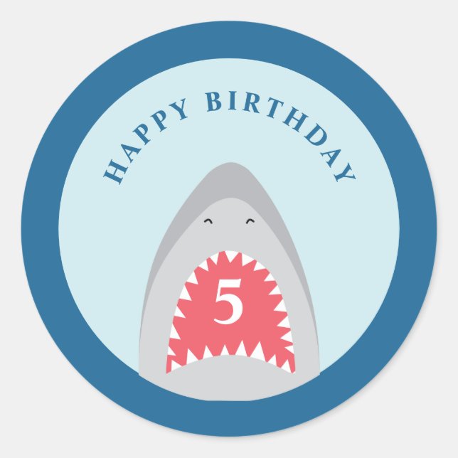 Sticker Rond Fête d'anniversaire de requins (Devant)