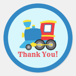 Sticker Rond Fête d'anniversaire de train mignon