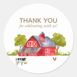 Sticker Rond Fête d'anniversaire des animaux de ferme