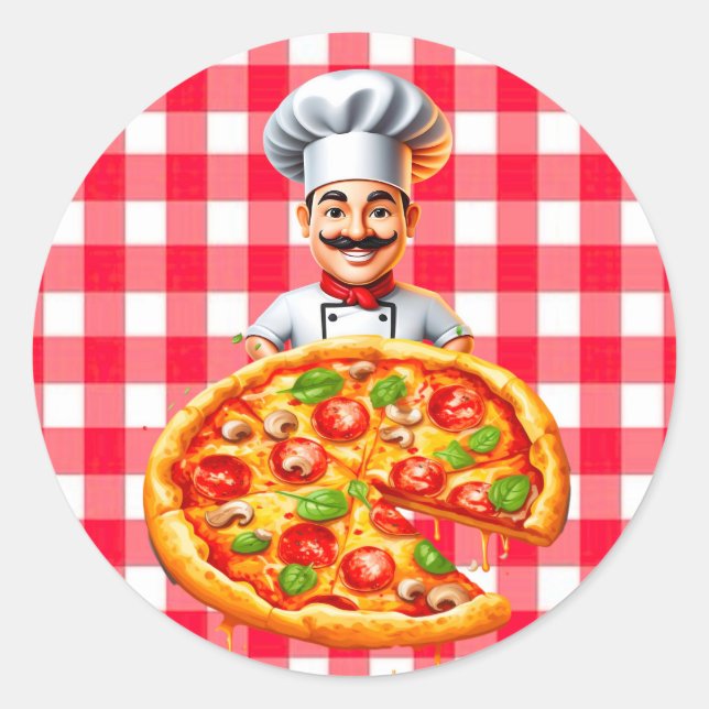 Sticker Rond Fête d'anniversaire des enfants de Pizza (Devant)