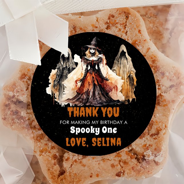 Sticker Rond Fête d'anniversaire d'Halloween Cute Ghost (Créateur téléchargé)