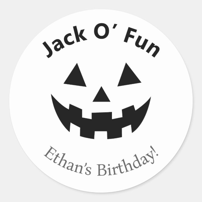 Sticker Rond Fête d'anniversaire d'Halloween | Jack O’Fun Citro (Devant)