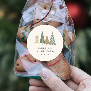 Sticker Rond Fête d'anniversaire d'hiver