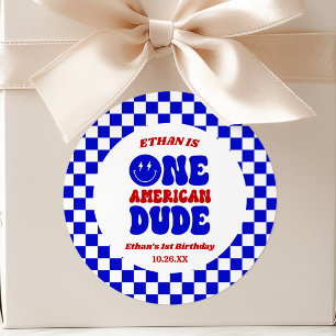 Sticker Rond Fête d'anniversaire du 4 juillet pour un Américain