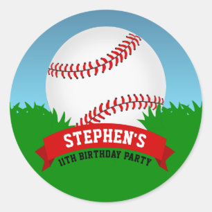 Sticker Rond Fête d'anniversaire du baseball