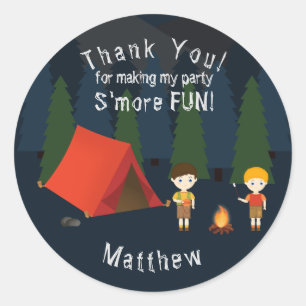 Sticker Rond Fête d'anniversaire du camping