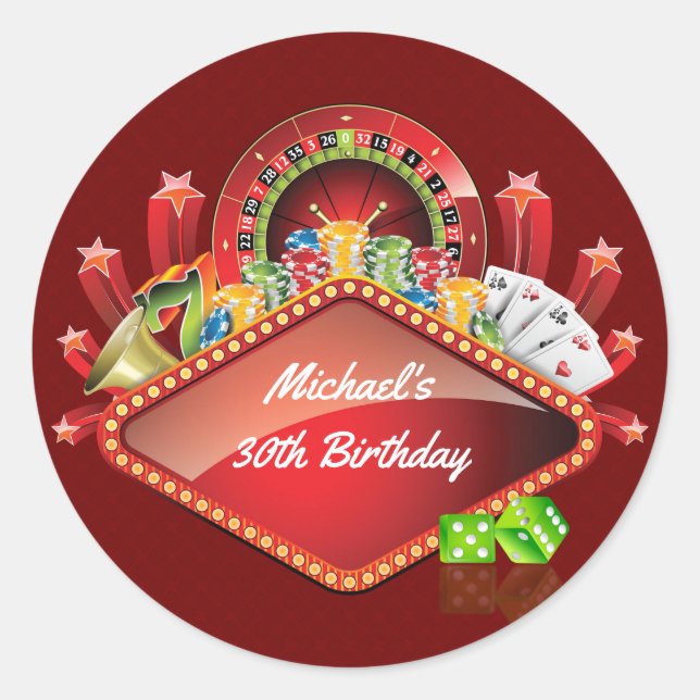 Sticker Rond Fête d'anniversaire du casino (Devant)