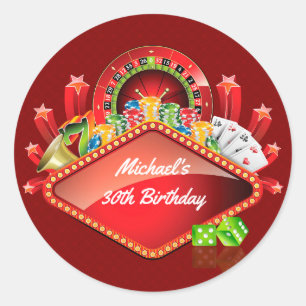Sticker Rond Fête d'anniversaire du casino