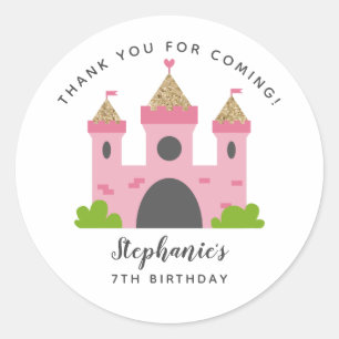 Sticker Rond Fête d'anniversaire du château de Princess Pink