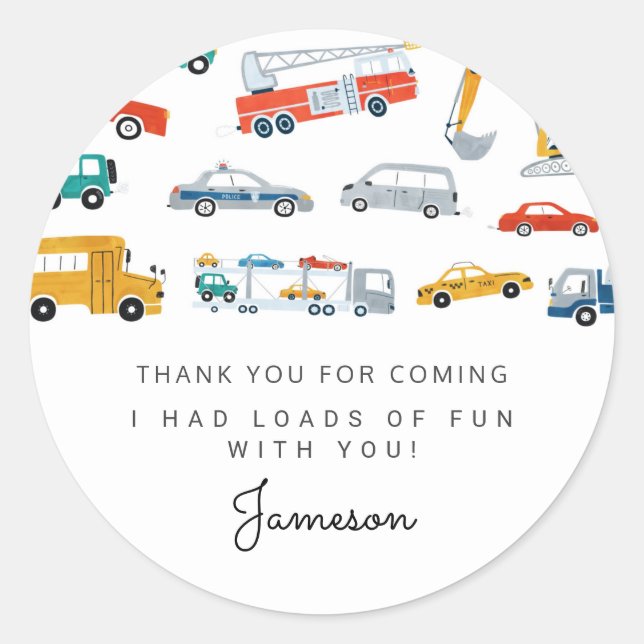 Sticker Rond Fête d'anniversaire du transport urbain moderne Fa (Devant)