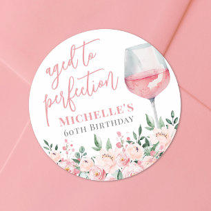 Sticker Rond Fête d'anniversaire du vin Floral