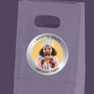 Sticker Rond Fête d'anniversaire enfant Invité Argent
