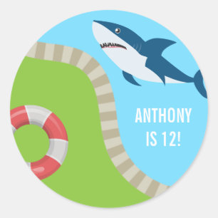 Sticker Rond Fête d'anniversaire estivale sur le thème des requ