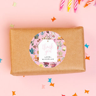 Sticker Rond Fête d'anniversaire fleurie de Par Tea Garden Rose