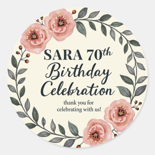 Sticker Rond Fête d'anniversaire florale (Devant)