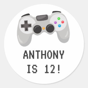 Sticker Rond Fête d'anniversaire jeux vidéo