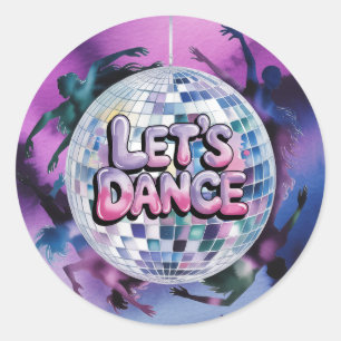 Sticker Rond Fête d'anniversaire Let's Dance