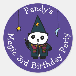 Sticker Rond Fête d'anniversaire magique personnalisée Pandy le