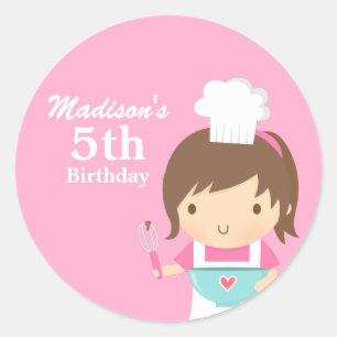 Sticker Rond Fête d'anniversaire mignonne de cuisson de cuisine