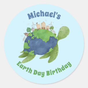 Sticker Rond Fête d'anniversaire moderne et mignonne de la Jour