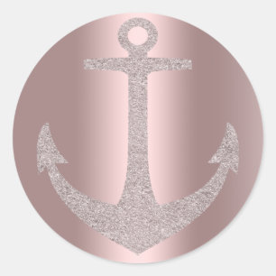 Sticker Rond Fête d'anniversaire nautique glamour en or rose
