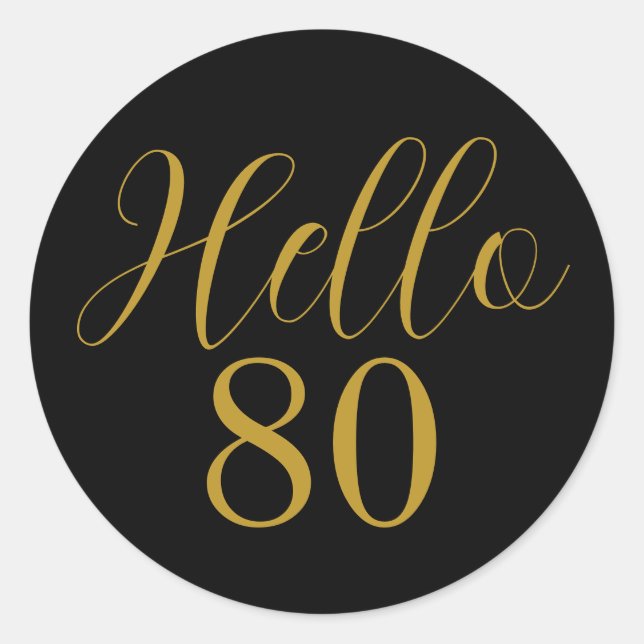 Sticker Rond Fête d'anniversaire noir or 80e anniversaire (Devant)