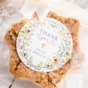 Sticker Rond Fête d'anniversaire Pastel Fée des fleurs sauvages