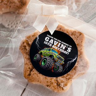 Sticker Rond Fête d'anniversaire personnalisable de Camion Mons