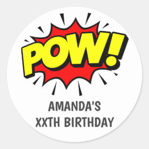 Sticker Rond Fête d'anniversaire Pop Art Comic