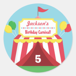 Sticker Rond Fête d'anniversaire pour enfants sur le thème du c