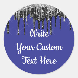 Sticker Rond Fête d'anniversaire Purple & Silver Glitter