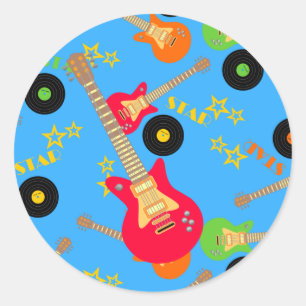 Sticker Rond Fête d'anniversaire Rock Star Boy