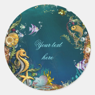 Sticker Rond Fête d'anniversaire sous la mer