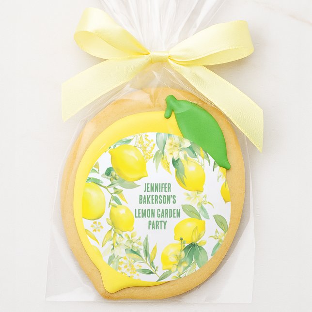 Sticker Rond Fête d'anniversaire sur le thème des citrons à l'a (Watercolor Lemon Pattern Birthday Party Classic Round Sticker
)