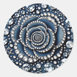 Sticker Rond Fête d'anniversaire Sweet 16 Diamond Rose & Denim 