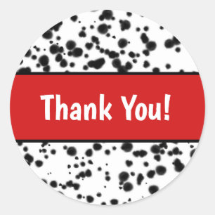 Sticker Rond Fête d'anniversaire Taches de dalmatien Noir Blanc