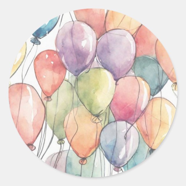 Sticker Rond Fête d'anniversaire vers le haut, vers le haut et  (Devant)