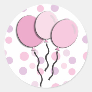 Sticker Rond Fête d'anniversaire Violet Lavande Rose à pois