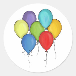 Sticker Rond Fête d'anniversaire Watercolor Balloons