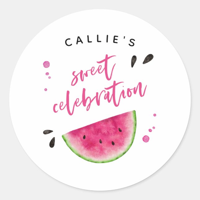 Sticker Rond Fête d'anniversaire Whimsical Rose Watermelon (Devant)