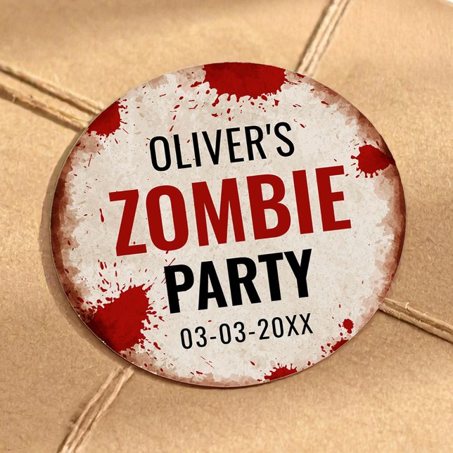 Sticker Rond Fête d'anniversaire Zombie avec signe rouillé et s (Créateur téléchargé)