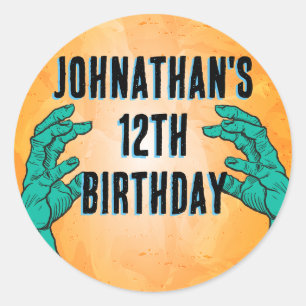 Sticker Rond Fête d'anniversaire Zombie Halloween Enfants