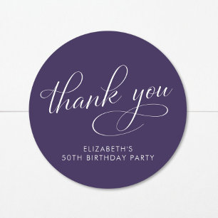 Sticker Rond Fête de 50 ans élégante violette Merci