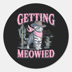 Sticker Rond Fête de Bachelorette Cowgirl Meowdy en train de se