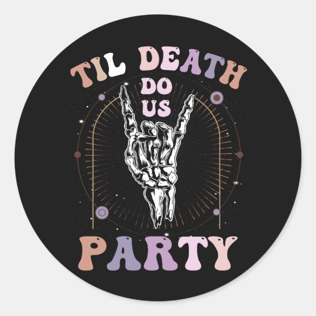 Sticker Rond Fête de Bachelorette Rétro Halloween Jusqu'à Ce Qu (Devant)